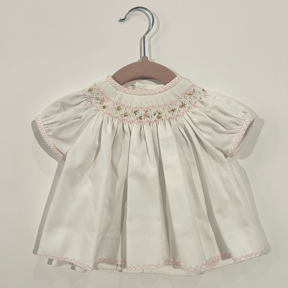 (Newborn) Luli & Me Girls Floral Smocked Bishop Dress with Bloomers